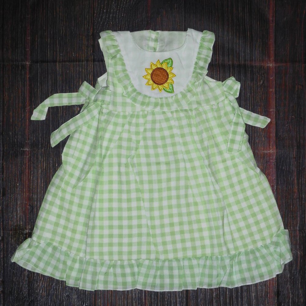 Boutique Sunflower Girls Grene Plaid Sleeveless Dress